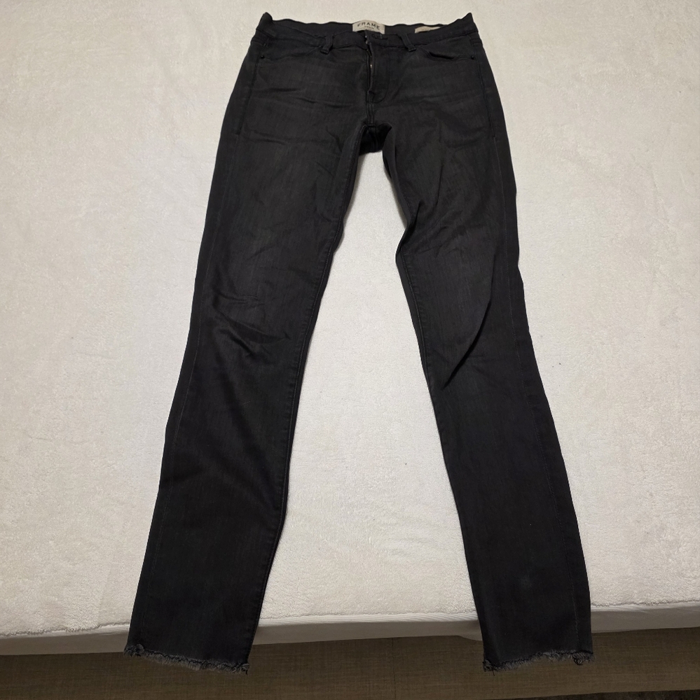 Frame Denim Black Skinny Jeans Sleek Fit